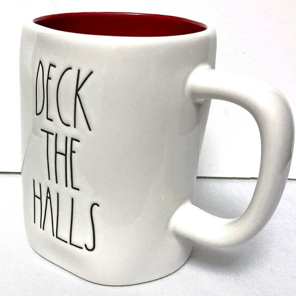 Rae Dunn DECK THE HALLS Coffee Mug Artisan Collection by Magenta White Red - Picture 3 of 11